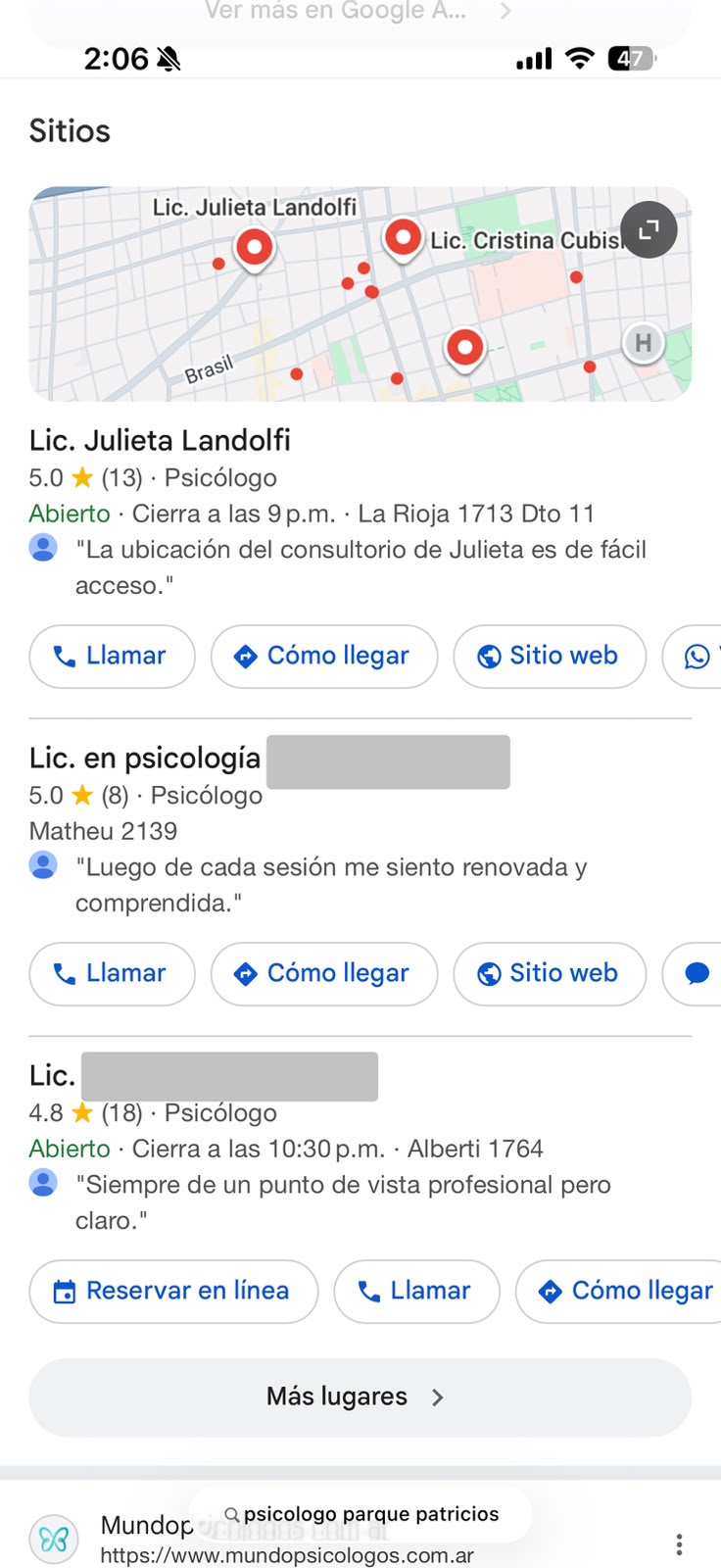 Primer lugar Google Maps